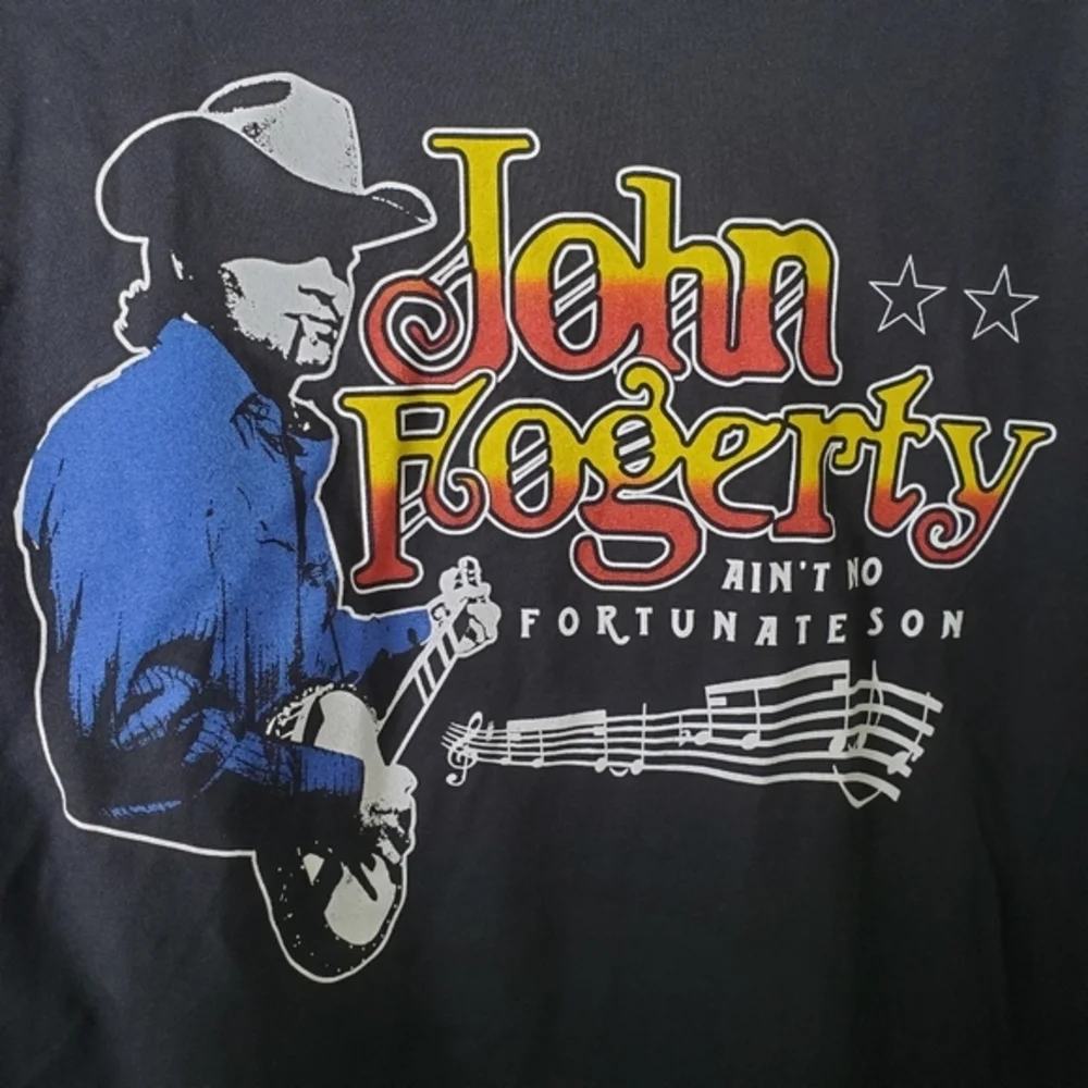 John Fogerty Graphic T-Shirt Black Cotton Aint No Fortunate Son New Unisex Tee - Picture 2 of 6